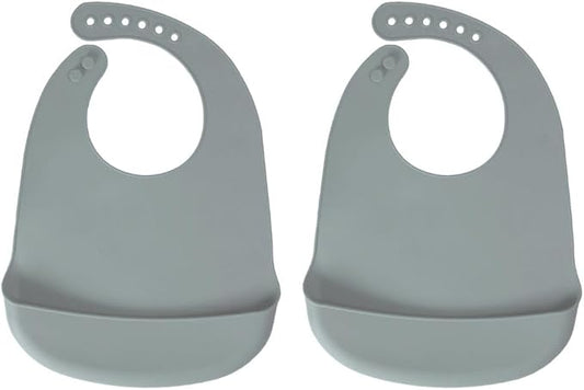 Silicone Bibs For Babies- BPA-Free Waterproof Bib With Pocket- Dishwasher Safe Feeding Bib With Food Catcher
