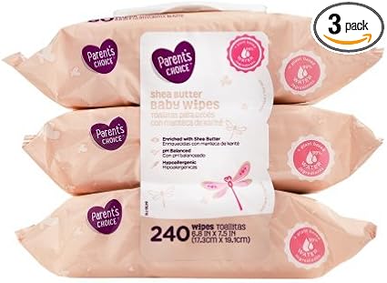 Parents Choice - Baby Wipes - Shea Butter - 3 Packs of 80