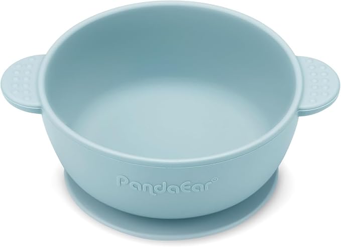 PandaEar 3 Pack Silicone Baby Bowls with Suction – Stay Put Silicone Bowls for Toddlers & Kids – Unbreakable First Stage Self Feeding Supplies – BPA-Free Infant Feeding Set (Blue/Green/Grey)