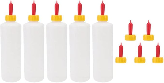 Cabilock 5 Sets Goat Bottles for Feeding Goats Plastic Lamb Feeding Milk Bottle Sturdy Animal Lamb Bottles for Lambs and Goat Kids