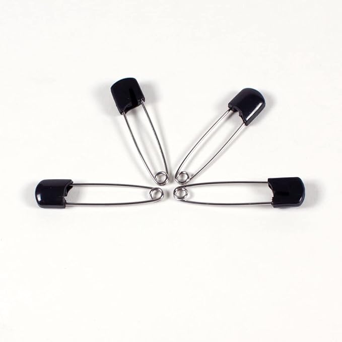 OsoCozy Cloth Diaper Nappy Pins 100 Packs - 100 Stainless Steel Safety Pins with Locking Plastic Heads. Durable, Safe and Cute 2.2 Inches Long (Black)