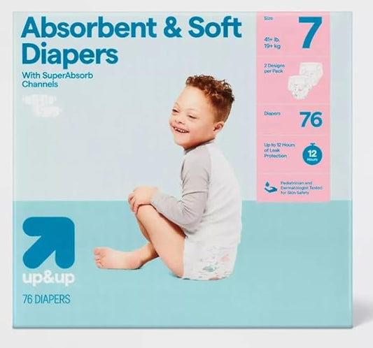 Disposable Diapers - (Size N - 162ct) up&up (Size-7, 76.0, Count)