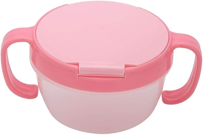 eecoo Snack Cup with Double Handle for Kids, Snack Catcher Lid Snack Container for Toddler and Baby,Portable Biscuits Candy Box (RED2)