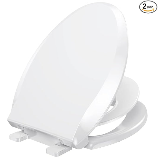YASFEL Toilet Seat with Toddler Toilet Seat Built in, Plastic, Elongated Slow Close with Magnets For Potty Training For Kids & Adults (White, 18.5”)
