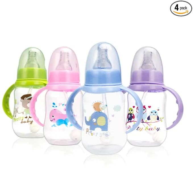 Pretty Baby 5oz (145ml) 4-Pack Anti-Colic Baby Bottles for Newborns, BPA-Free, Breastfeeding Transition, Vented for Gas & Colic Relief Ideal for Baby Registry
