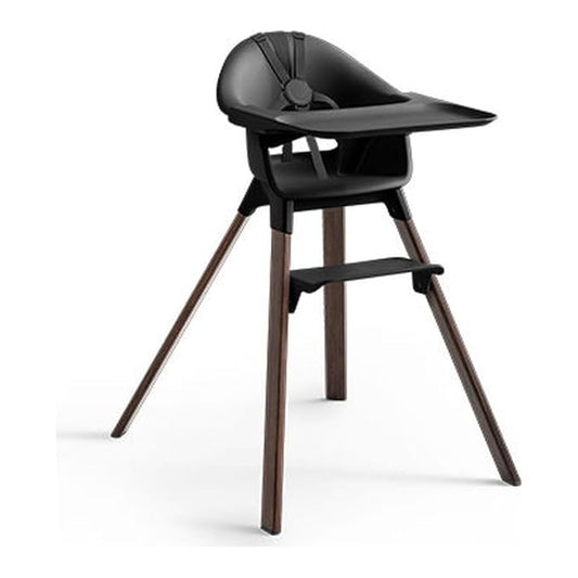 Stokke Clikk High Chair, Black/Warm Brown - All-in-One High Chair with Tray + Harness - Light, Durable & Travel Friendly - Ergonomic with Adjustable Features - Best for 6-36 Months or Up to 33 lbs