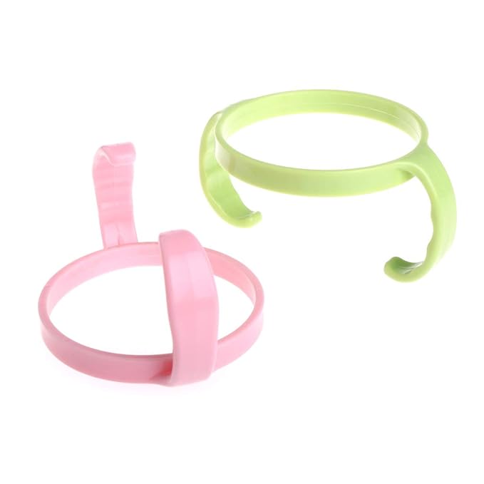 2 Pack Baby Bottle Holder Feeding Bottles for Comotomo Easy Cleaning 2 Count (Pink/Green) Easy Grip Plasic Handles Feeding Bottle Handles Bottle Handles for Baby Baby Bottle Handles Baby Bottle Baby