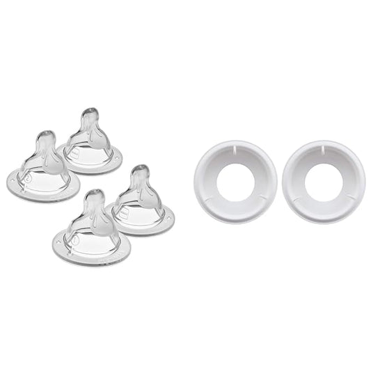 MAM Bottle Nipples Mixed Flow Pack and Anti Colic Valve Replacements for Easy Start Bottles, 4 Pack