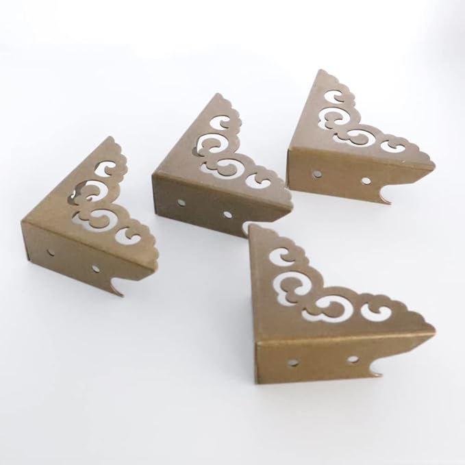 Metal Corner Guard Zinc Alloy Box Corner Protector Decorative Edge Cover Safety Guard Cabinet Furniture Corner Metal Bumpers Pack of 4
