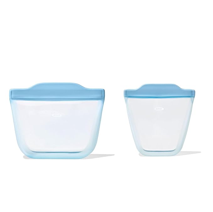 OXO Tot Silicone Reusable Bags – 2 Piece Cup and Snack Set - Dusk