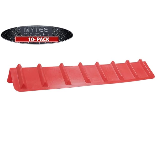 Mytee Products (10 Pack) 8"x8"x48" Red Flatbed Corner Protector - V Shaped Edge Guard for Tie-Down Winch & Ratchet Straps - Plastic Corner Protector for Flatbed Trailer Cargo Load