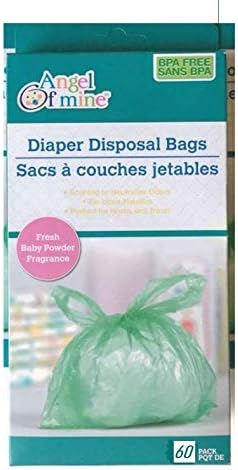 Angel of Mine Diaper Disposal Bags; Fresh Baby Powder Fragrance; 60 Bags per Pack (3 Pack)