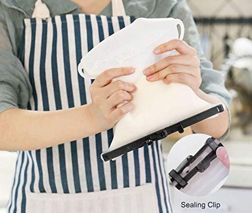 Reusable Silicone Stand-Up Food Storage Bags (Set of 3) Microwave Freezer Dishwasher Safe Bags (Orange + Yellow + Purple, 33 Oz)