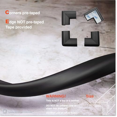 27ft Edge 4 Corners - Bundle & Save - RovingCove HeftyFit Edge Corner Guards, Onyx Black