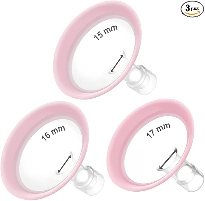 Maymom MyFit Flanges Pano Goldie Pack 15 16 17 mm Compatible with Medela Breast Pumps and Maymom Wide Base and Narrow Base Connectors
