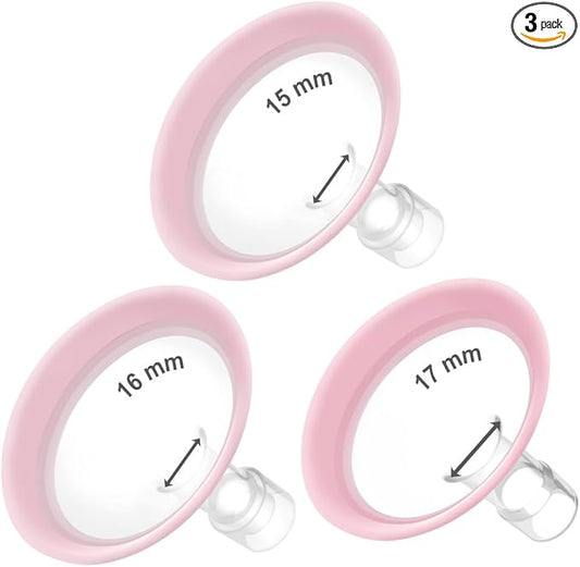 Maymom MyFit Flanges Pano Goldie Pack 15 16 17 mm Compatible with Medela Breast Pumps and Maymom Wide Base and Narrow Base Connectors