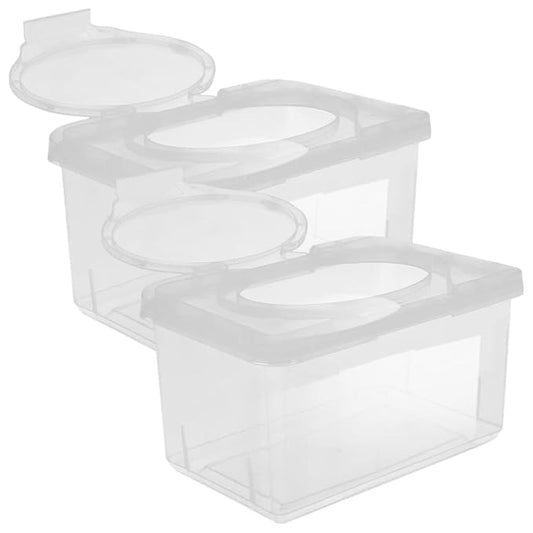 Wipes Holders 2pcs Wipe Holder Wipe Box Baby Wipes Dispenser, Wipe Holder Case Dustproof with Lid Keep Diaper Fresh Easy Open & Close