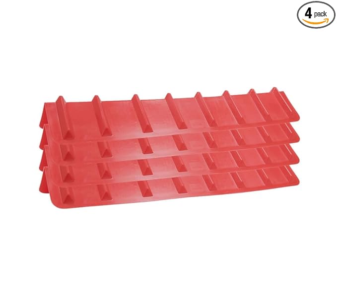 Mytee Products (4 Pack) 8"x8"x48" Red Flatbed Corner Protector - V Shaped Edge Guard for Tie-Down Winch & Ratchet Straps - Plastic Corner Protector for Flatbed Trailer Cargo Load