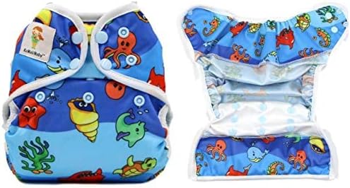 Kawaii Baby 6 Happy Leak-Free Cloth Diaper Covers, Double-Layer adjustable to fit babies 8-36 pounds, Animal Club