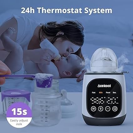 400W Fast Baby Bottle Heater, 7-in-1 Bottle Heater for Breast Milk and Formula, Food Jar, Breast Milk Bag, Timer, BPA-Free, Intelligent Accurate Temperature Control and LCD Display, 24 Hours Constant