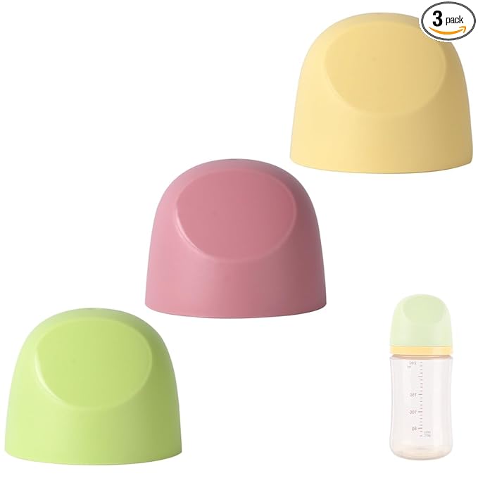 Baby Bottle Replacement Caps Compatible with Pigeon 3rd Generation PPSU/PP/Glass Wide Neck Nursing Bottles, 3 Pack (Sent in Random Color)