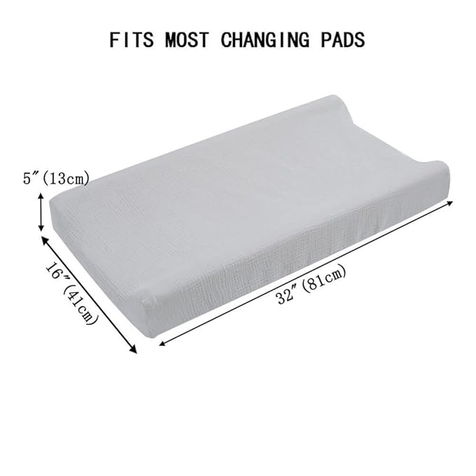 Cotton Changing Pad Cover,Unisex Diaper Change Table Sheet Ultra Soft Diaper Change Table Pad Cover Washable Changing Pad Sheets for Newborn,32in x 16in x 5in,Light Gray