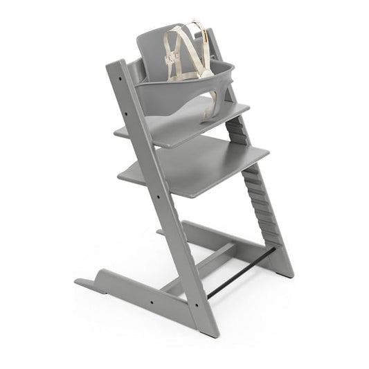Stokke Tripp Trapp High Chair 2, Storm Grey - Includes Chair + Baby Set with Removable Harness for Children 6-36 Months - Adjustable, Ergonomic & Easy to Clean