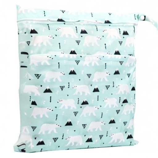 2 Wet Bags With Two Zippered Pockets Reusable Diaper Nappy Waterproof (Farm and Polar Bear)