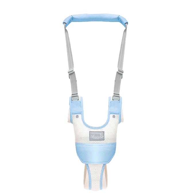 KIYUMI Baby Walking Harness Adjustable Handheld Kids Walker Helper Assistant Belt for Learning Walk Trainer Tool Walking Wing, 3D Mesh Blue