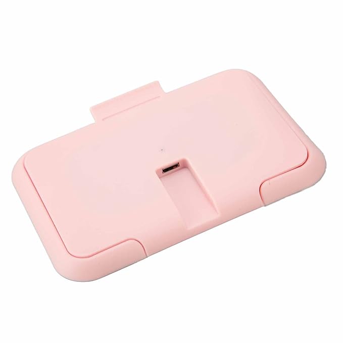 Baby Wipe Warmer, Baby Wet Wipes Dispenser, Travel Holder Refillable Ultra Thin USB Heating Wipe Case, Keep Constant Temperature, Large Capacity, Newborn Essentials, Pink