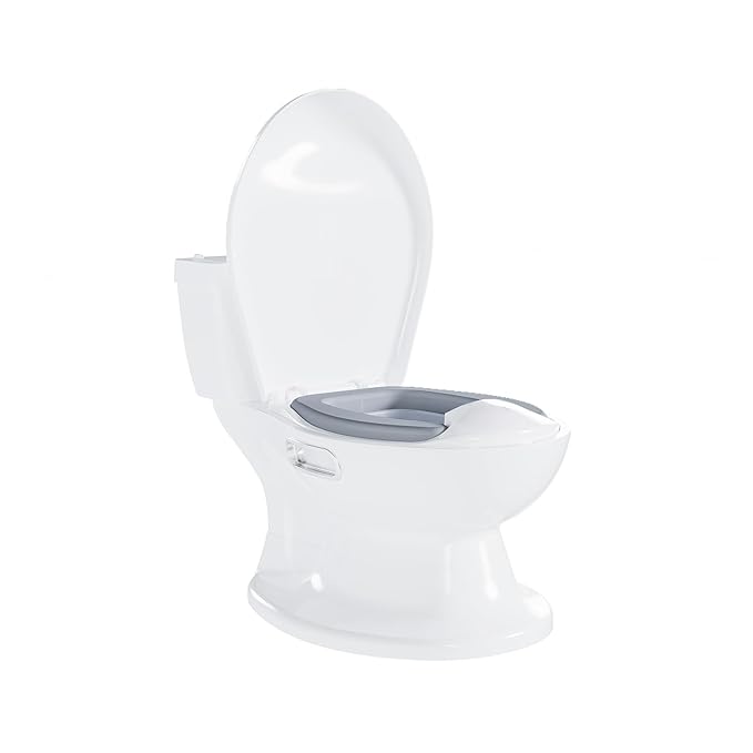 2-in-1 Toddler Potty Training Toilet, Baby Potty Training Toilet with Real Feel Flush & Wipes Storage, Portable Non-Slip Children Toilets Chair with Paper Holder