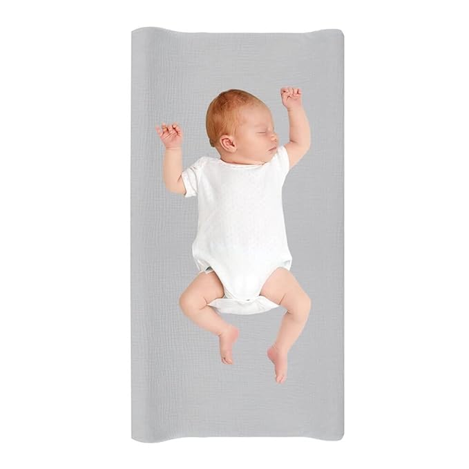 Cotton Changing Pad Cover,Unisex Diaper Change Table Sheet Ultra Soft Diaper Change Table Pad Cover Washable Changing Pad Sheets for Newborn,32in x 16in x 5in,Light Gray
