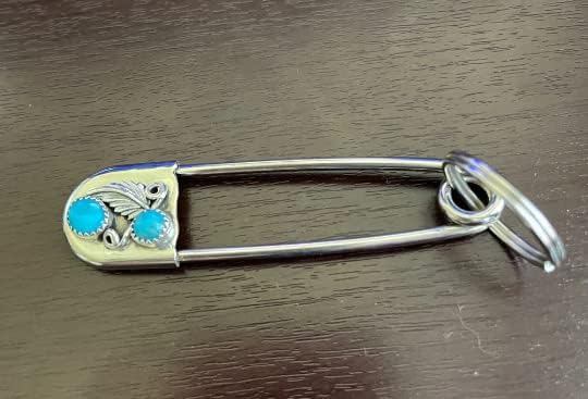 Hand Crafted By Virginia Johnson Giant Safety Pin W/key Ring Chain