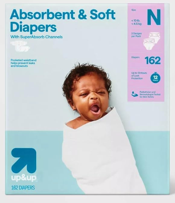 Disposable Diapers - (Size N - 162ct) up&up (Size-N, 162.0, Count)