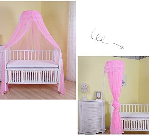 Baby Infant Toddler Bed Dome Cots Mosquito Netting Hanging Bed Net Mosquito Bar Frame Palace-Style Crib Bedding Set (Pink Mosquito Netting Only, Without Stand)