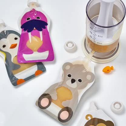 Squooshi The Original Filling Station — Baby Food Pouch Filler + 12 Reusable Baby Food Pouches | Design Patented | BPA Free | Refillable for Yogurt, Applesauce & Puree | 5oz