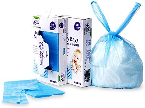 Disposable Diaper Bag for Baby, Diaper Sacks Cover the Incontinence Odor Really, Fresh Light Baby Powder Faint Scent, 540 Counts 180 Bags, Blue