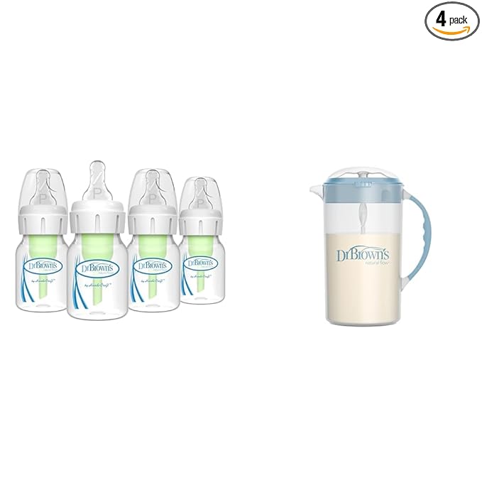 Dr. Brown's Anti-Colic Preemie Baby Bottles, Formula Mixer, 60ml 4 Pack, 36oz Pitcher
