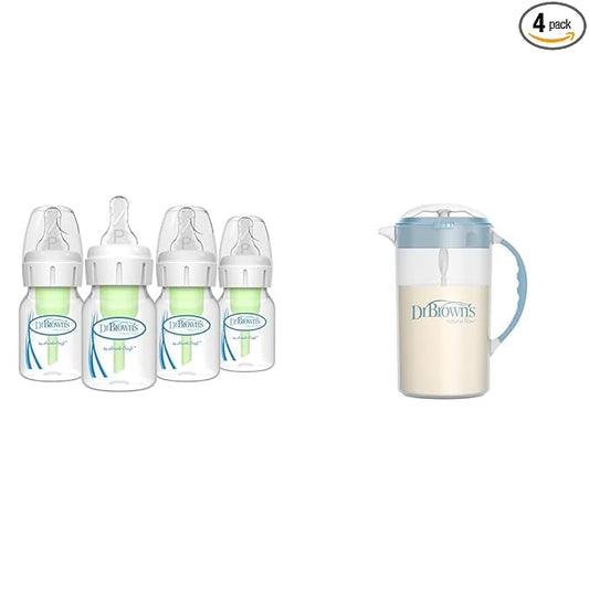 Dr. Brown's Anti-Colic Preemie Baby Bottles, Formula Mixer, 60ml 4 Pack, 36oz Pitcher