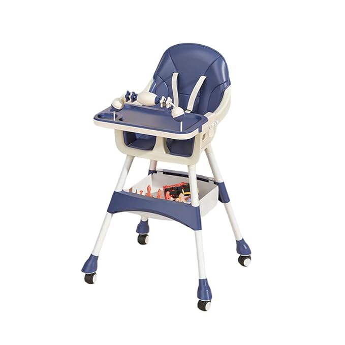 Portable High Chair,High Chairs for Babies and Toddlers,Multi-Use Easy Clean Baby High Chair with Lock Wheels, Comfortable Feeding and Place The Toy Storage Basket uuu