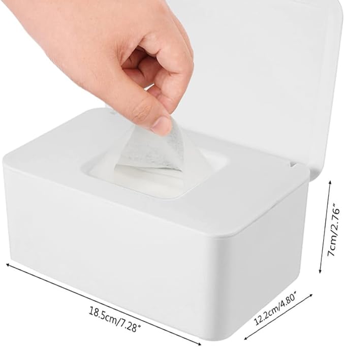 2Packs Wipe Dispenser,Wipe Holder for Baby & Adult,Refillable Wipe Container Keeps Wipes Fresh with Lid for Bathroom Baby Nursery,Flushable Storage Case Box (White)