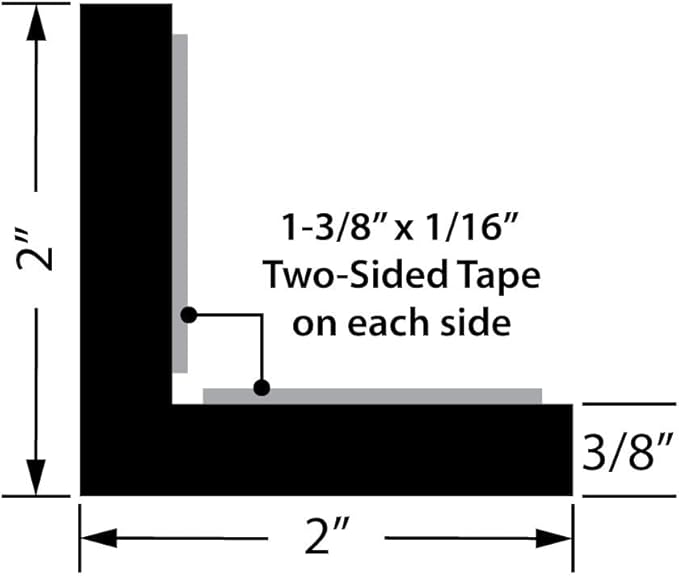 Outwater White 2" X 2" Styrene Angle with Adhesive on Both Sides, 4FT, Wall Edge Protector