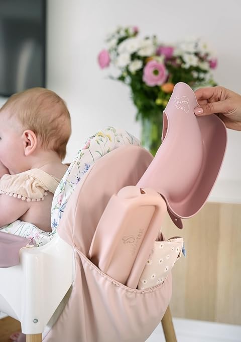 Nibble and Rest Highchair Handy Pocket Pouch, Compatible with IKEA Antilop Highchair, High Chair Accessories, Wipeable and Waterproof Material, One Large Pouch with an Internal Zip Pocket-(Sage)