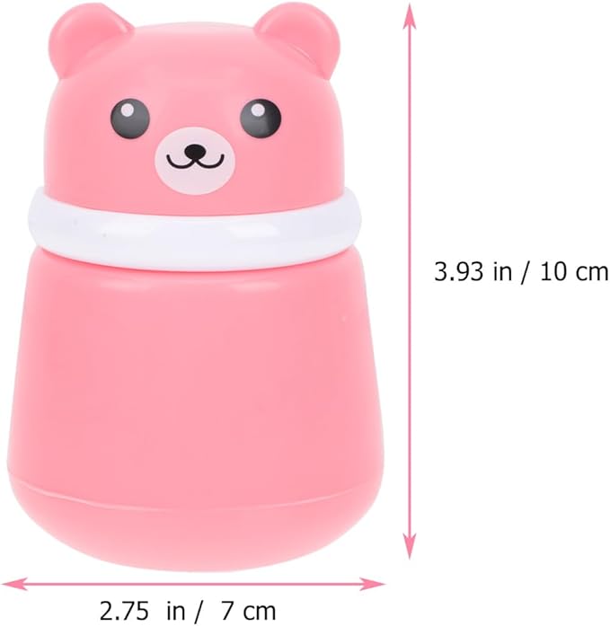 FOMIYES Cartoon Bears Baby Powders Puff Box, Pink Large-Capacity Powder Container with Sponge Puff, Safe and Gentle Design for Baby'S Skin, Portable for Home and Travel Use
