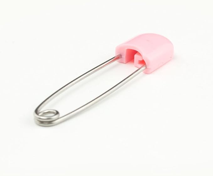 OsoCozy Cloth Diaper Nappy Pins 4 Packs - 4 Stainless Steel Safety Pins with Locking Plastic Heads. Durable, Safe and Cute 2.2 Inches Long (Pink)