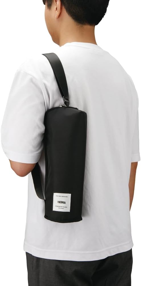Thermos APL-1000 STB Insulated My Bottle Pouch with Shoulder for 33.8 fl oz (1 L), Water Bottle Cover, Can Also Be Used As A Cold Bag, Isotech Insulated Construction, Stone Black