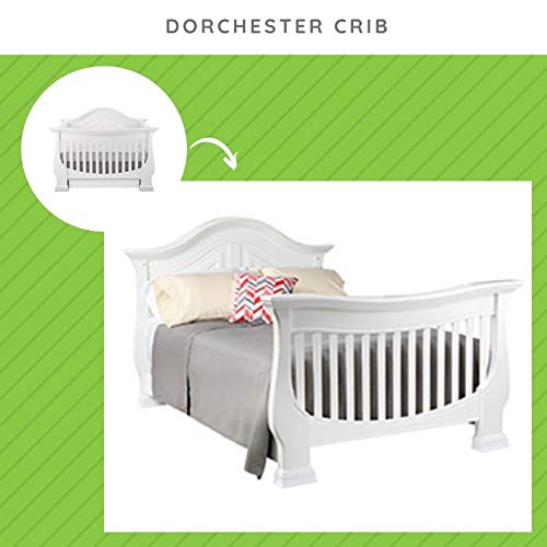 Full-Size Conversion Kit Bed Rails for Baby Appleseed and Eco-Chic Convertible Cribs - Solid Wood Rail - Toddler and Adult Bed Rail for Full-Size Beds - Nursery and Baby Furniture (White, Bolt-On Kit)