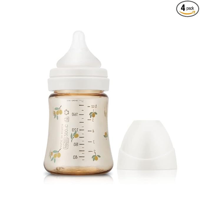 Grosmimi PPSU Baby Bottle, BPA Free (6oz Olive_White)