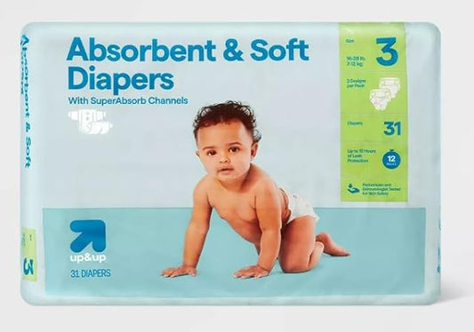 Disposable Diapers - (Size N - 162ct) up&up (Size-3, 31.0, Count)