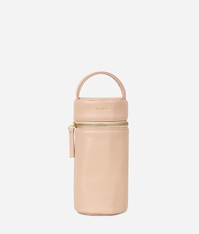 FAWN DESIGN The Bottle Bag, Insulated Bottle Bag for Daycare, Travel and More, Premium Matte Faux Leather Insulated Bag, Cooler Bag Fits Most Standard Bottle Sizes, 4x3.5x7.5 inches